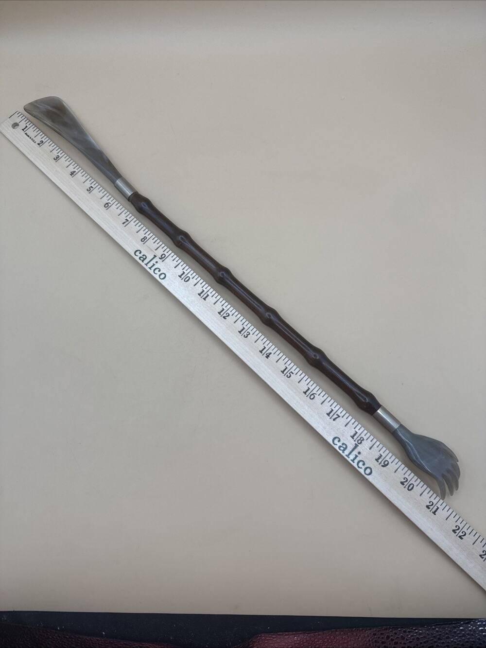 Made in Italy Vintage Bamboo Bakelite Shoe Horn & Back Scratcher Wood